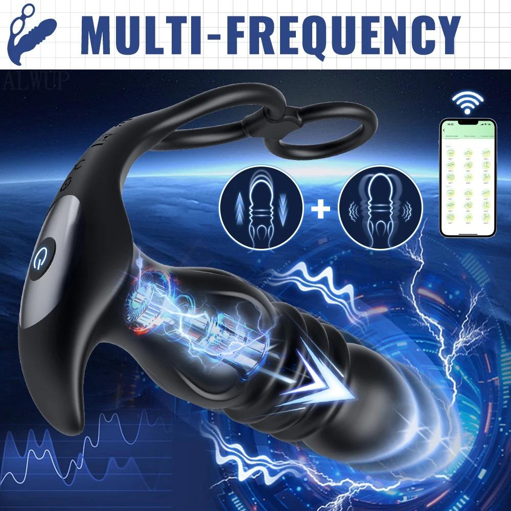 Vibrator Prostatic cu Control prin Aplicație & Dop Anal Telescopic - Jucărie Sexuală Anală Vibratoare pentru Bărbați & Femei, Dispozitiv de Plăcere Extensibil