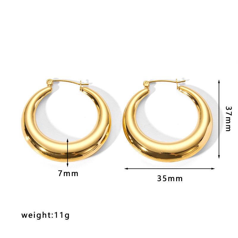 Gold Color Stainless Steel Hoop Earrings For Women Ear Drop Stud
