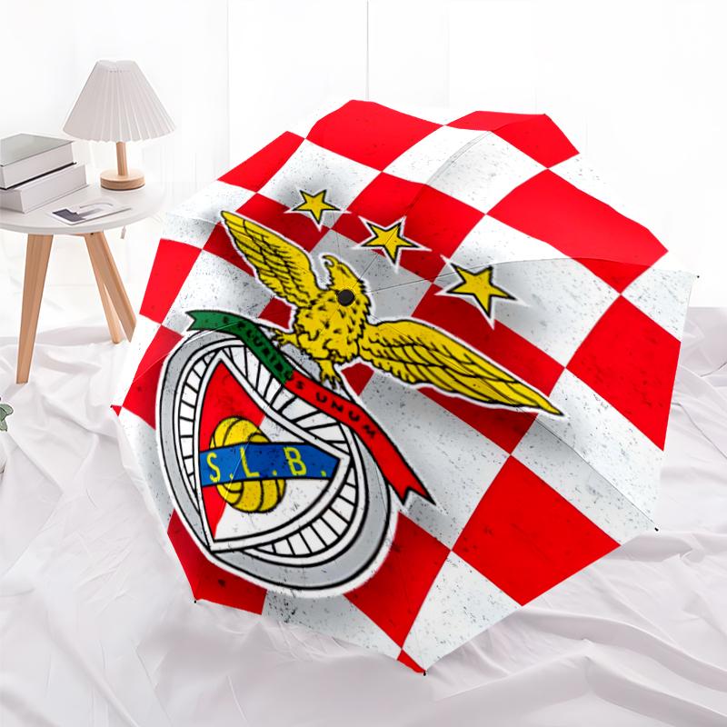 Benfica FC Fashionable Automatic Opening/Closing Folding Umbrella. Portable and Foldable, Ideal for Gift, Travel, and Daily Use.