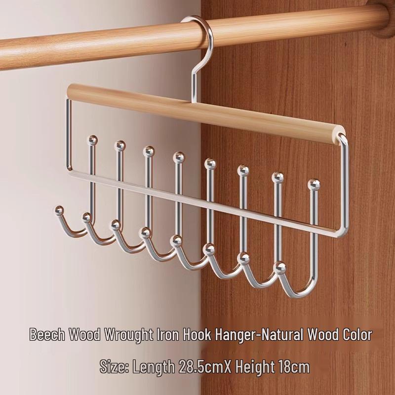 Solid Wood Multifunctional Suspender and Vest Hanger for Wardrobe or Dormitory