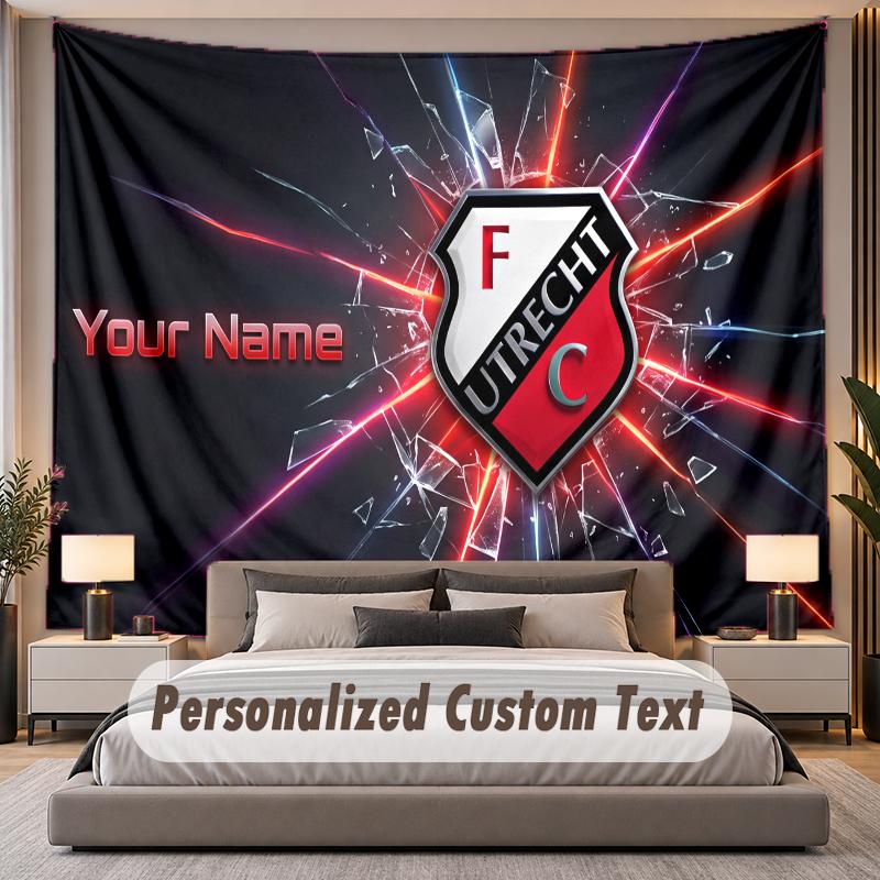 Custom Name Text Tapestry FC Utrecht Personalized Polyester Wall Tapestry For Bedroom And Room