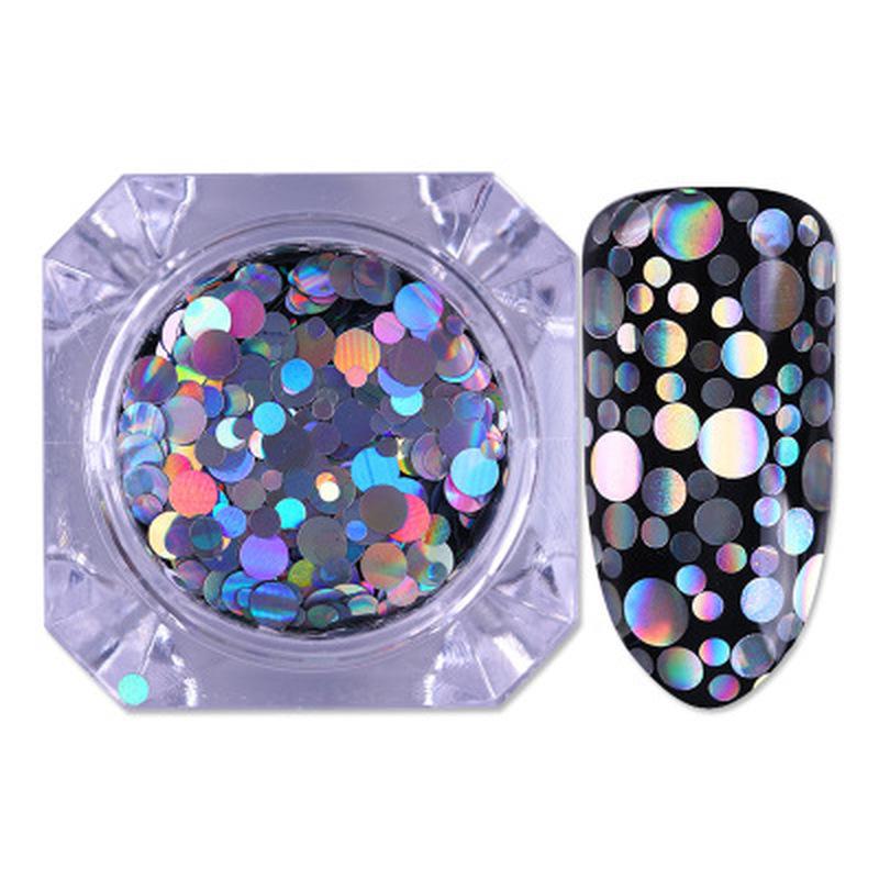 Tamanho misto Prego Glitter Paillette Holográfico Prata Flakies Colorido Rodada Losango Lantejoulas Prego