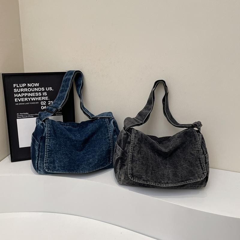 Men's Denim Bag Women's Large Capacity Lightweight Messenger Bag Student School Bag Crossbody Bag