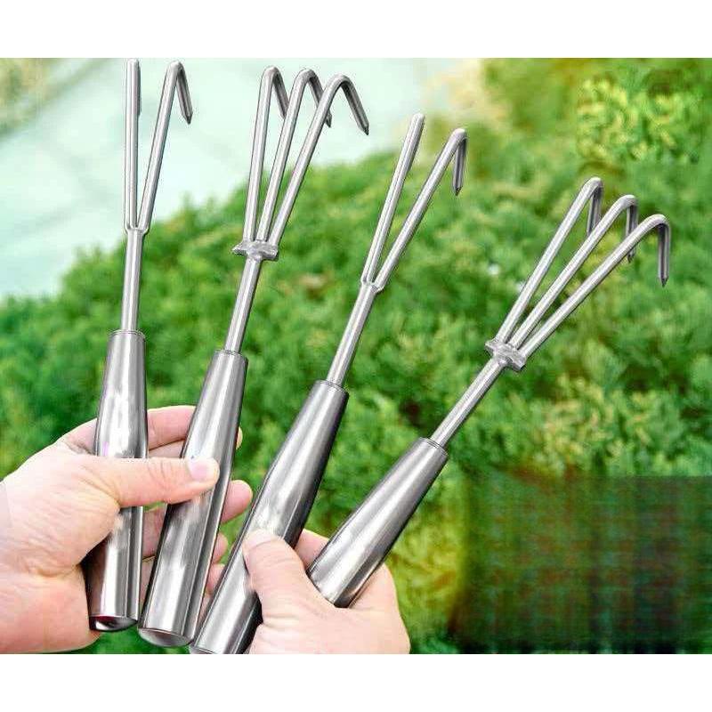Stainless Steel Small Rake: Easy-to-Use, Thickened Handle, Multi-Claw Tool for Beachcombing & Gardening