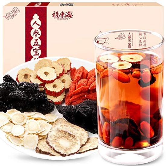 

Чай Пять Сокровищ с женьшенем комбинация инь и ян цзин традиционный китайский травяной чай для китайского и лечебного чая 250г, женьшень, женьшень,