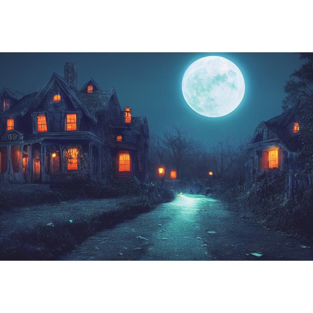 Halloween Photography Background Horror Night Moon Dark Forest Castle Pumpkin Halloween Party Kid Portrait Backdrop Photo Studio