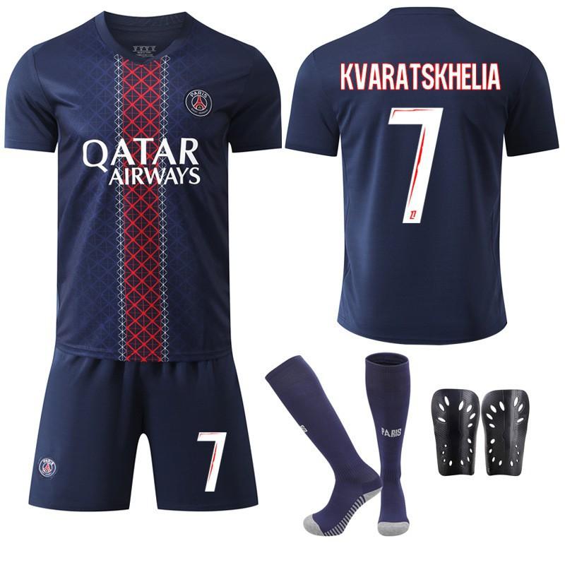 

2025-26 No. 7 Mbappe 10 Dembele 30 Messi Jersey Greater Paris Home Football Shirt Set #20