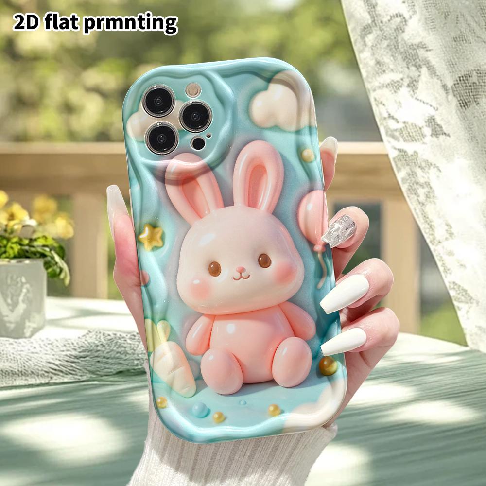 Phone Case: 2D Flat Design, Suitable for iPhone 18 17 16 15 14 13 Pro Protective Case, Sitting Little Bunny, Perfect Holiday Gift for Christmas and Ha