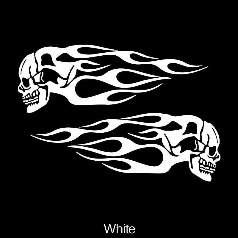 2 Stück Totenkopf Flammen Abzeichen Autoaufkleber, Mode Wasserdichte Vinyl Aufkleber Auto Styling Dekoration Zubehör Auto Aufkleber M
