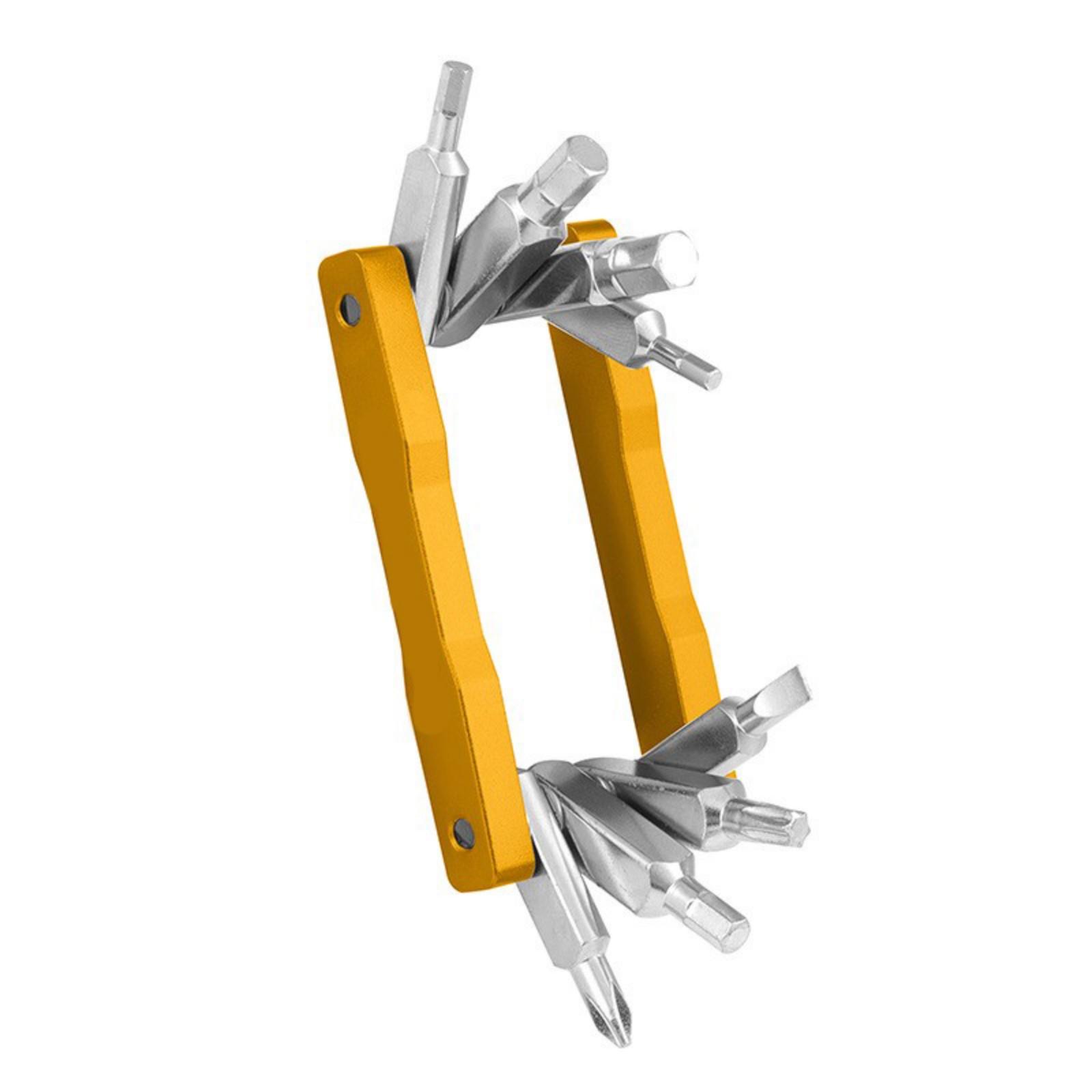 

Stylish Mini Folding Bike Tool Kit Multiple Color 6 In 1 Key Set Screwdrivers Cycling золотой