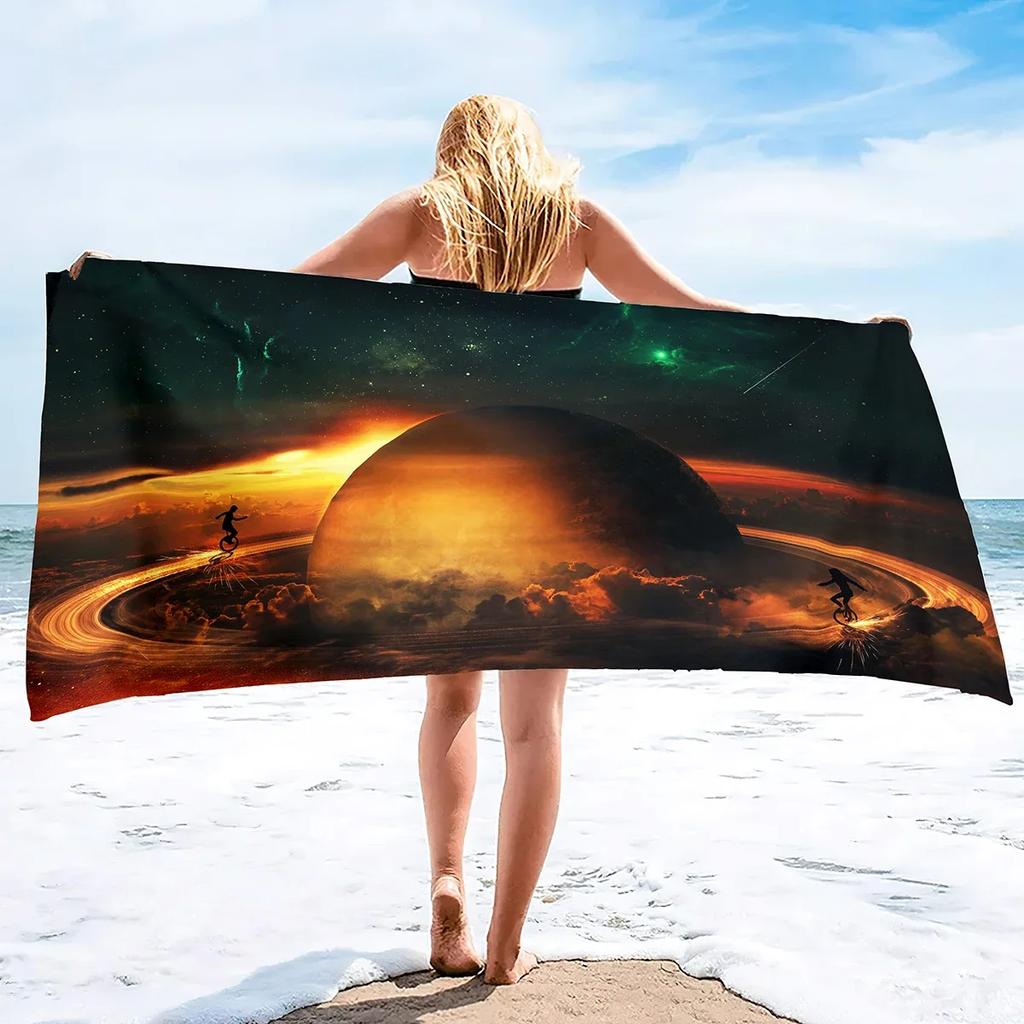 Beach Towel Planet Universe Space Microfiber Beach Towels,Super Absorbent Sand Free Quick Dry Travel/Pool Towel for Kids Adults