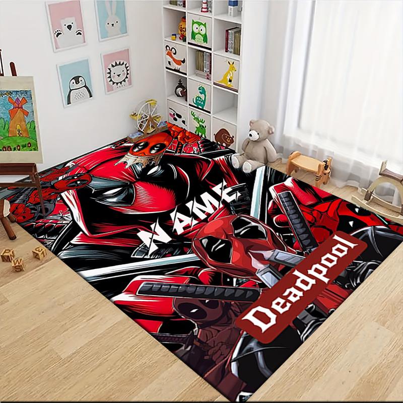 Custom Name Deadpool Movie Poster Carpet Rug Customizable Soft Washable Anti-Slip Home Living Room Sofa Mats Personalized Rug. 090919