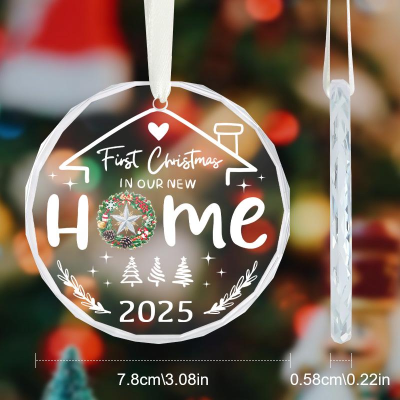 1pc/2pcs New Home Christmas Ornament 2025,House Warming Gifts New Home - Housewarming Gifts for First House, Glass Housewarming Gift Ideas for Couple