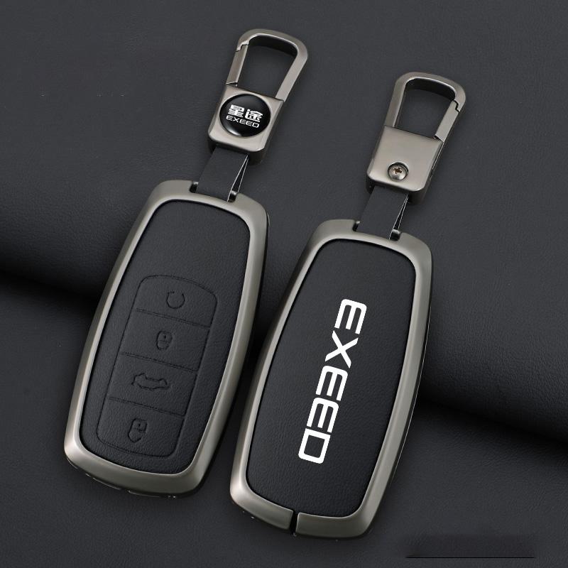 Zinc Alloy Car Dedicated Leather Key Case For Chery EXEED RX Suv 2023-Present Holder Shell Remote Keychain Accessories