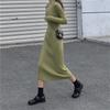 Newsight Knit Tight Long Long Sexy Bodycon Dress Women's Dress, Skirt, Sleeves, V-Neck, Cute, Stylish, Off-the-Shoulder, (Green)