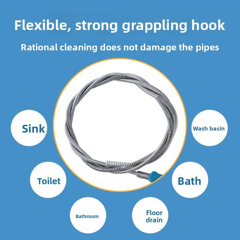Spring Steel Wire Unclogging Tool, A Tool for Unclogging Drain Pipes, Toilets and Sewers, A Magic Tool for Unclogging Pipes