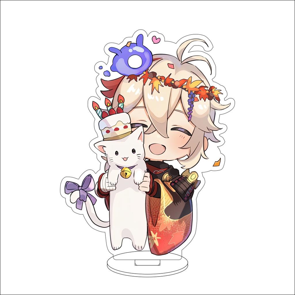 10CM Anime Genshin Impact Figure Stand Model Kaedehara Kazuha Cute Desk Decor Standing Sign Gifts