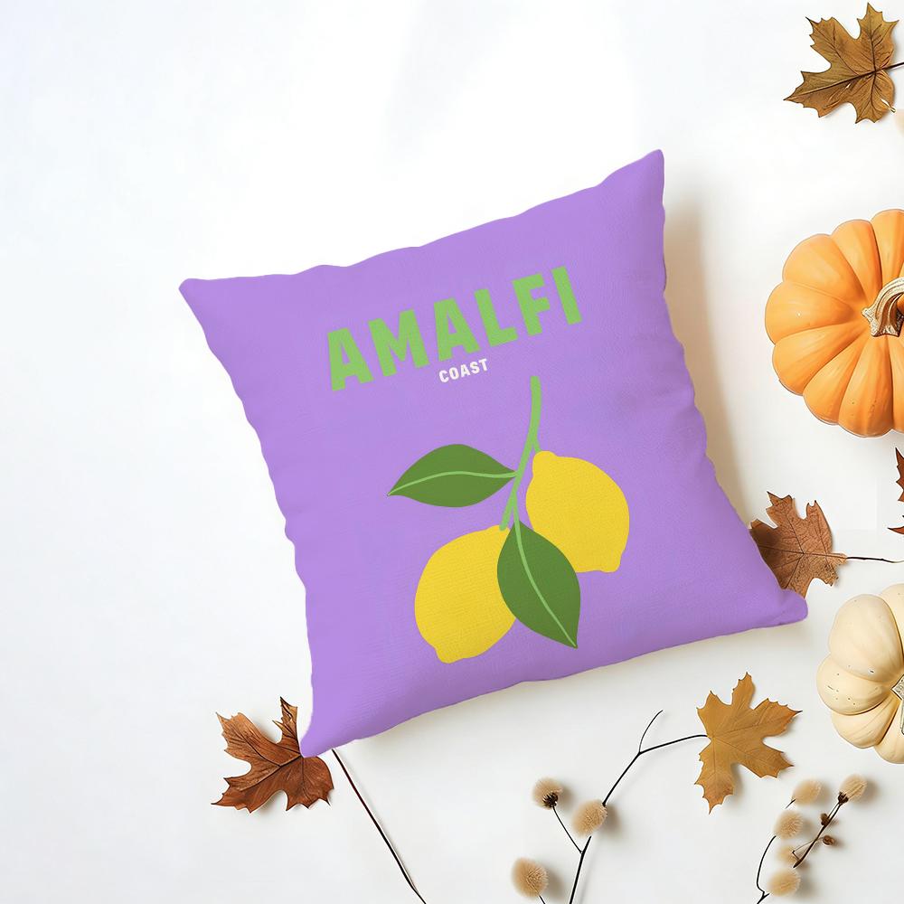 Bright Cheerful Anime Summer Travel Series Cushion Cover Washable Linen Pillowcase Soft for Daily Sofa Bed Home Room Decor