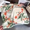 68cm Purple Rose Printed Scarf Women' New Spring Summer Imitation Silk Scarf High-end Versatile Shawl Sun Protection Headscarf