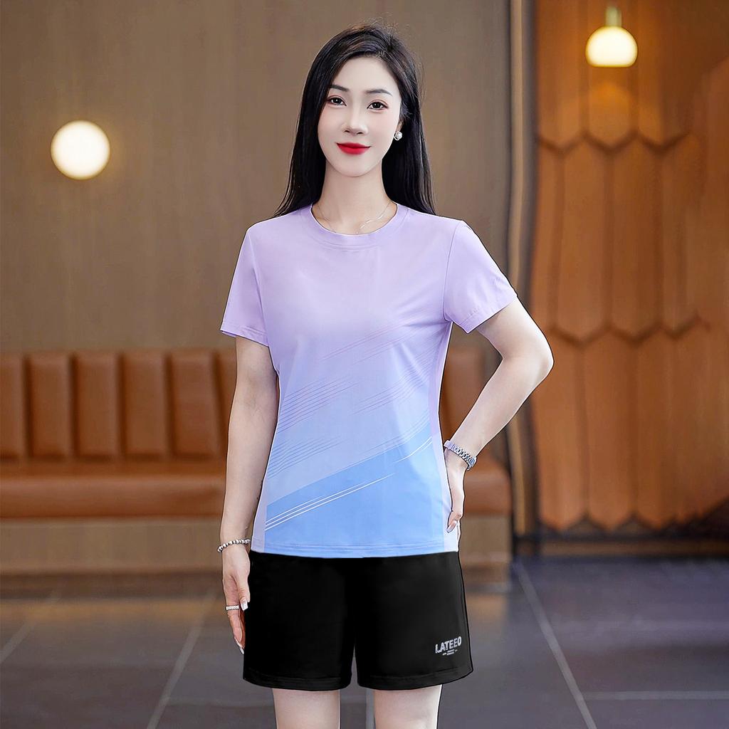 Conjunto Esportivo de Manga Curta Verão Solto Casual Conjunto de Duas Peças