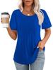 Pleated Round Neck Short Sleeve Women's T-Shirt - New 2024 European & American Style