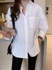 1116 new women's clothing simple temperament large size solid color shirt women's loose and thin Han Fan shirt backing top