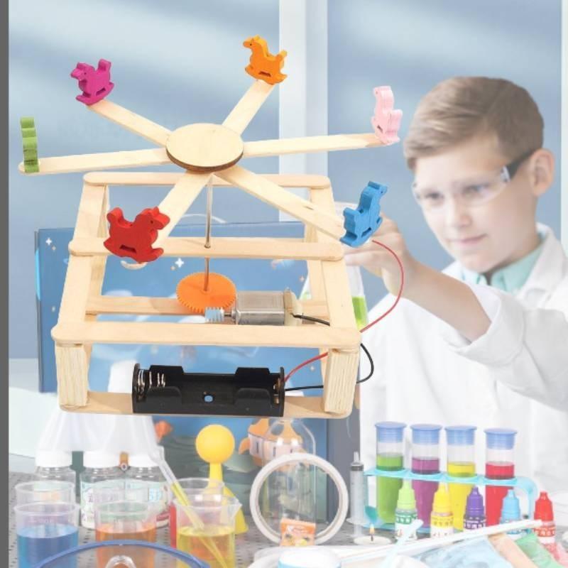 Pädagogisches DIY Drehkarussell Holz Wissenschaftsexperimentierkasten Anpassbar
