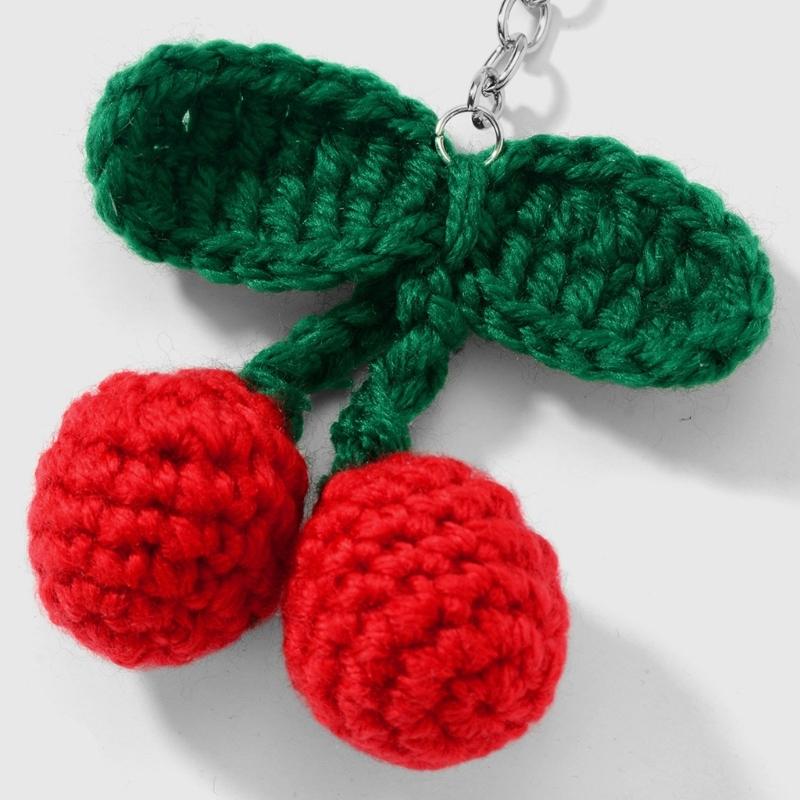 Handcrafted Yarn Keychain Simulated Fruit Pendant Keyring Multi Purpose Bag Phone Decoration Accessory For Purse Keys