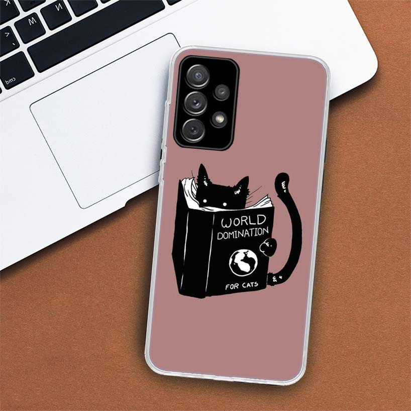 Black Cat Cartoon Cute Phone Case For Samsung Galaxy A55 A54 A53 A52 A15 A14 A13 A12 A35 A34 A33 A32 A25 A24 A23 A22 A04S A03S A