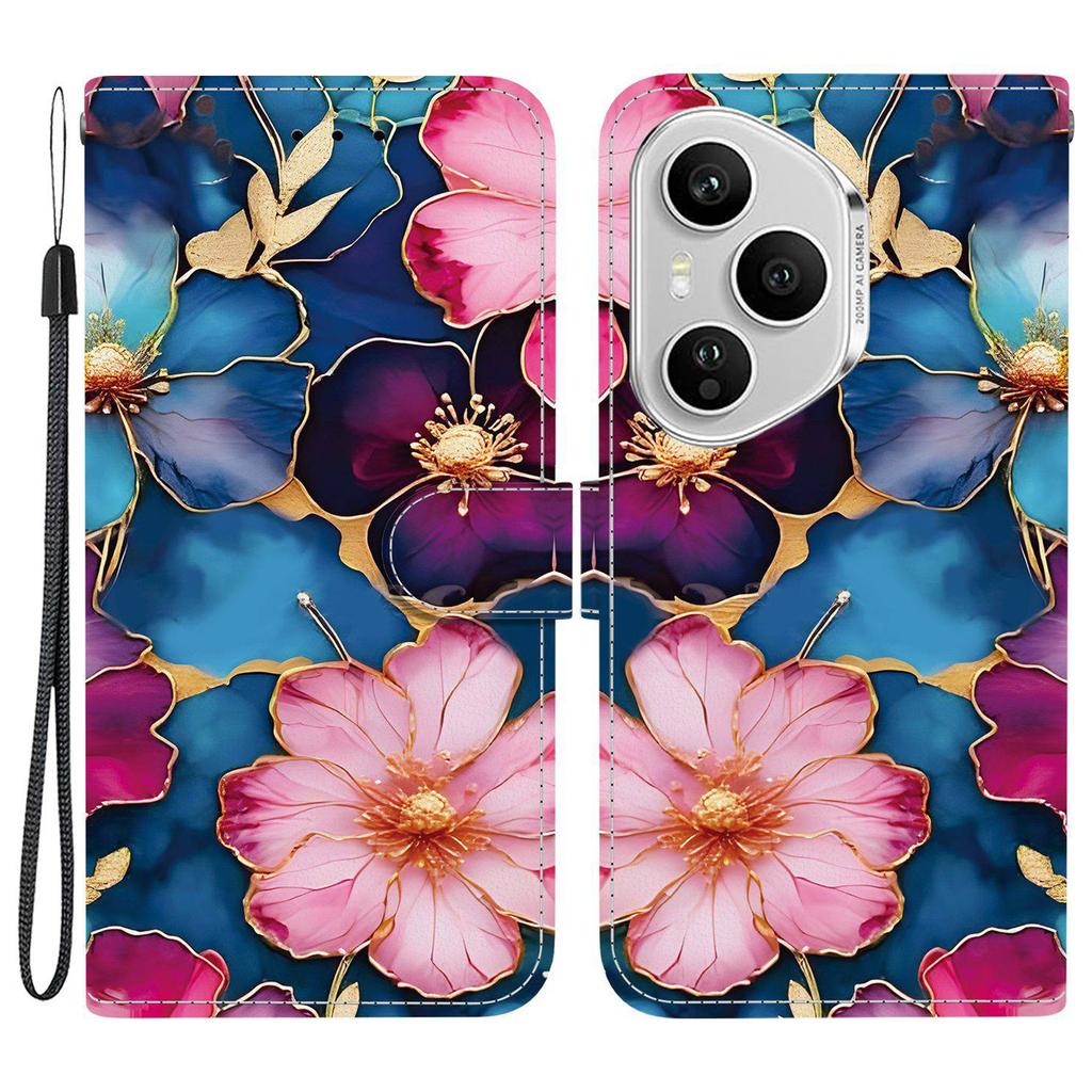 Per Honor 400 Pro 5G (Globale) Custodia Portafoglio Stampa a Motivo Pelle Supporto Copertura Telefono con Cinturino