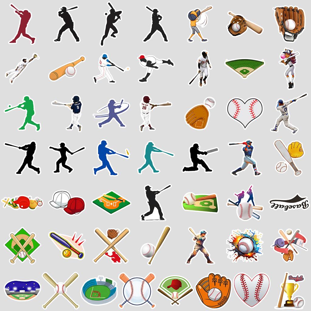 50 New Baseball Graffiti Stickers Mobile Phone Computer Waterproof Decorative Stickers Creative DIY Baseball Stationery Stickers