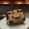 Swift Cowhide Patchwork Canvas Pocket Platinum Bag 25cm Color-blocked Handbag High-end One-shoulder Crossbody Women's Bag