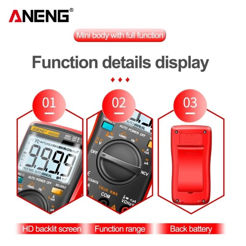 ANENG AN8009 Digital Multimeter True RMS Transistor Capacitor Automotive Electrical Capacitance Meter with Temperature Diode Tes