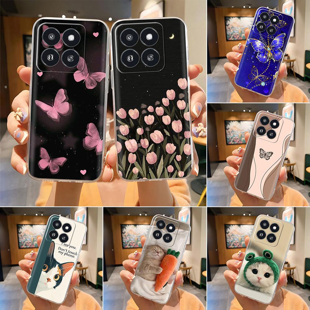 For Xiaomi 14 Pro Case Clear Cover Cute Painted TPU Cases For Xiaomi 14 Mi 14 Mi14 Soft Silicone Phone Case For Xiaomi Mi14 Pro