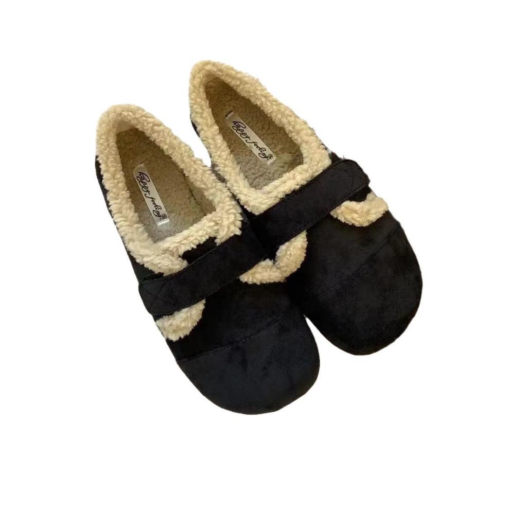 Birkenstocks retro Mori velvet women's single shoes 2025 new lamb wool soft-soled beanie shoes gentle loafers cotton shoes