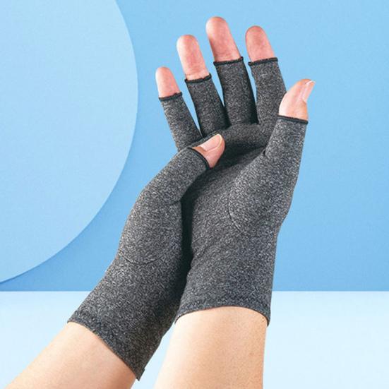 Gikt Hansker Menn Kvinner Fingerløse Kompresjonsinnpakning Elastiske Hansker for Håndsmerter Og Osteartrose Lindring Sykling Fitness