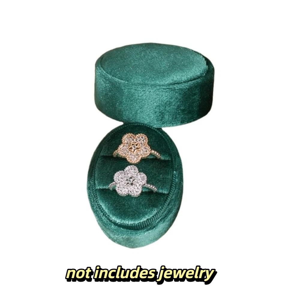 

Oval Shape Velvet Ring Box Velvet Material Oval Jewelry Box Jewelry Organizer Box Proposal Green 2 Slot