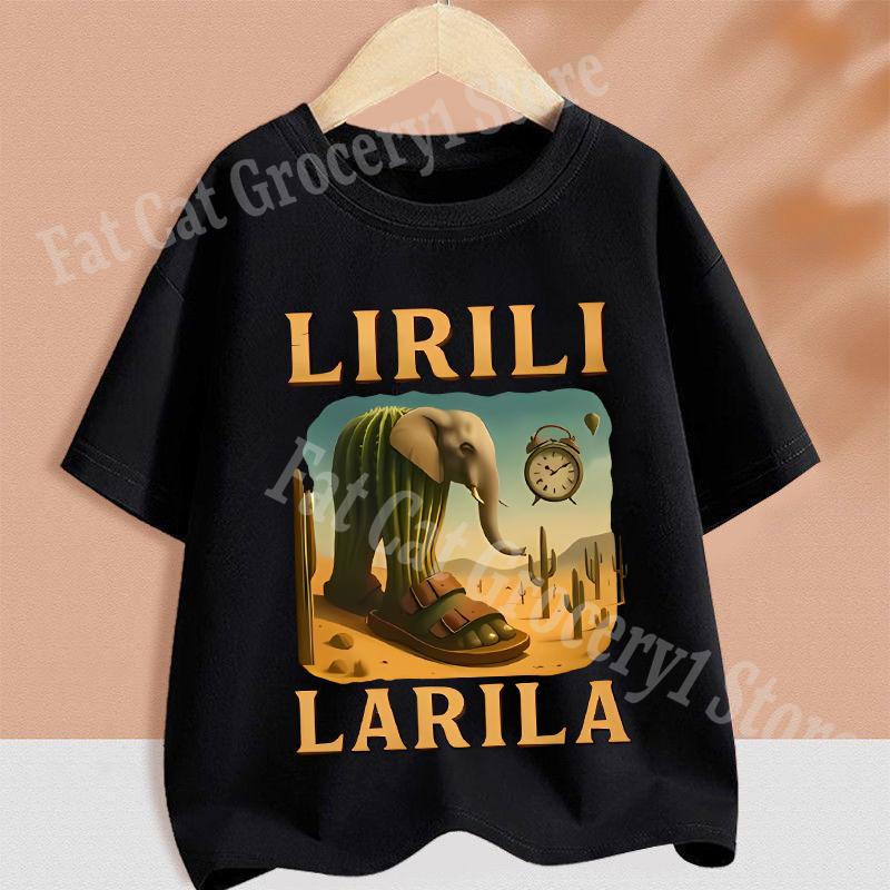 Kids T-shirt Summer Short Sleeve Tungtung Sahur Brainrot Cartoon Children Tees Tops Boys Girls Clothes
