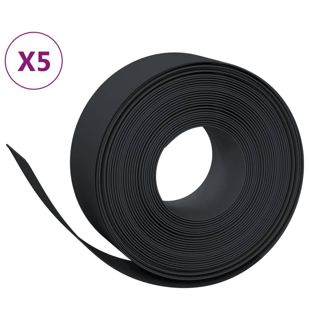 Vidaxl Obrzeża Ogrodowe, 5 Szt., Czarne, 10 M, 20 Cm, Polietylen