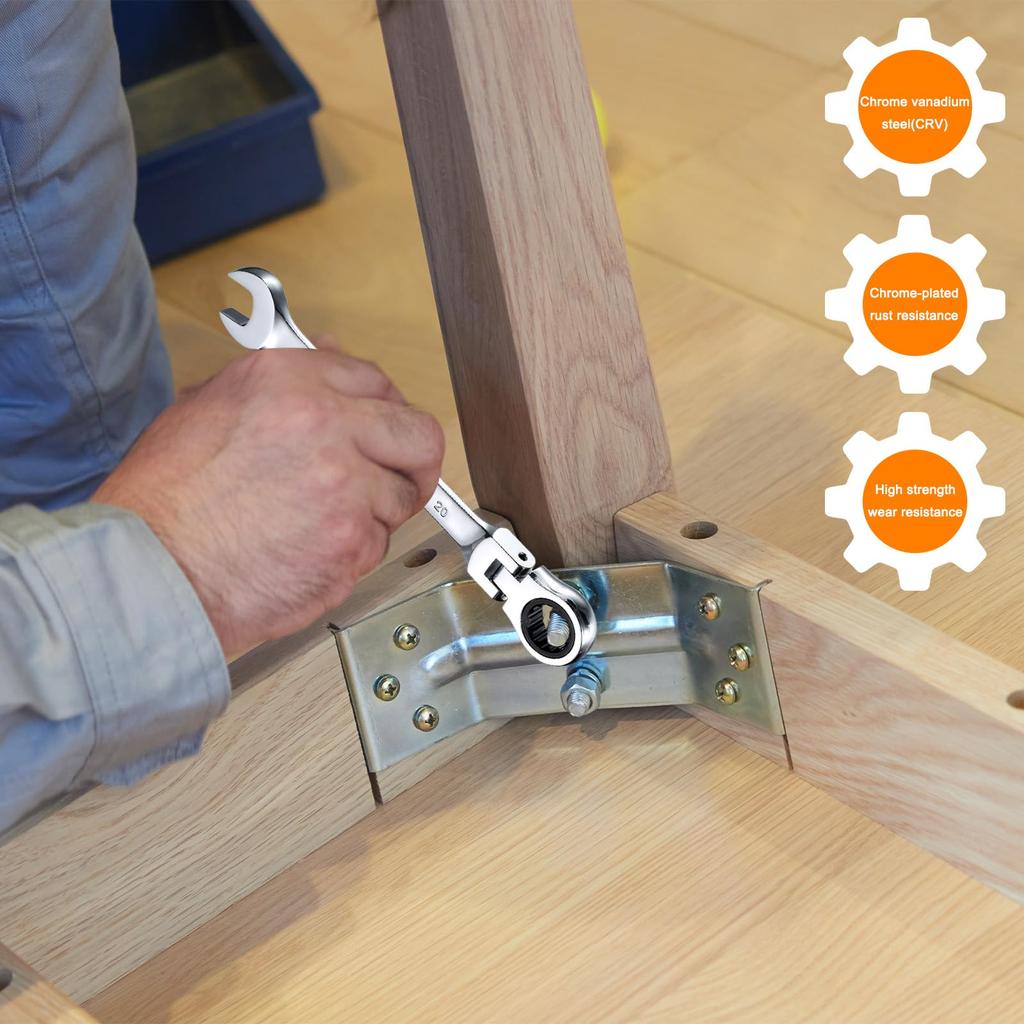 Uxcell 20mm Flex Head Ratchet Rotating Metric Ratchet Combination 72 Chrome Vanadium Ratchet for and Bolts Wrench, 180° Head, Wrench, Teeth, Steel,