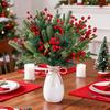 40Pcs Artificial Pine Needles Branches Greenery Faux Red Berry Picks Fake Flowers for DIY Wreath Xmas Embellishing Decorations