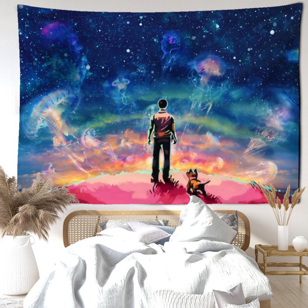 Desen animat cer înstelat umbră spate tapiserie agatat perete artă misterioasă hippie tapiz estetică abstractă decor acasă