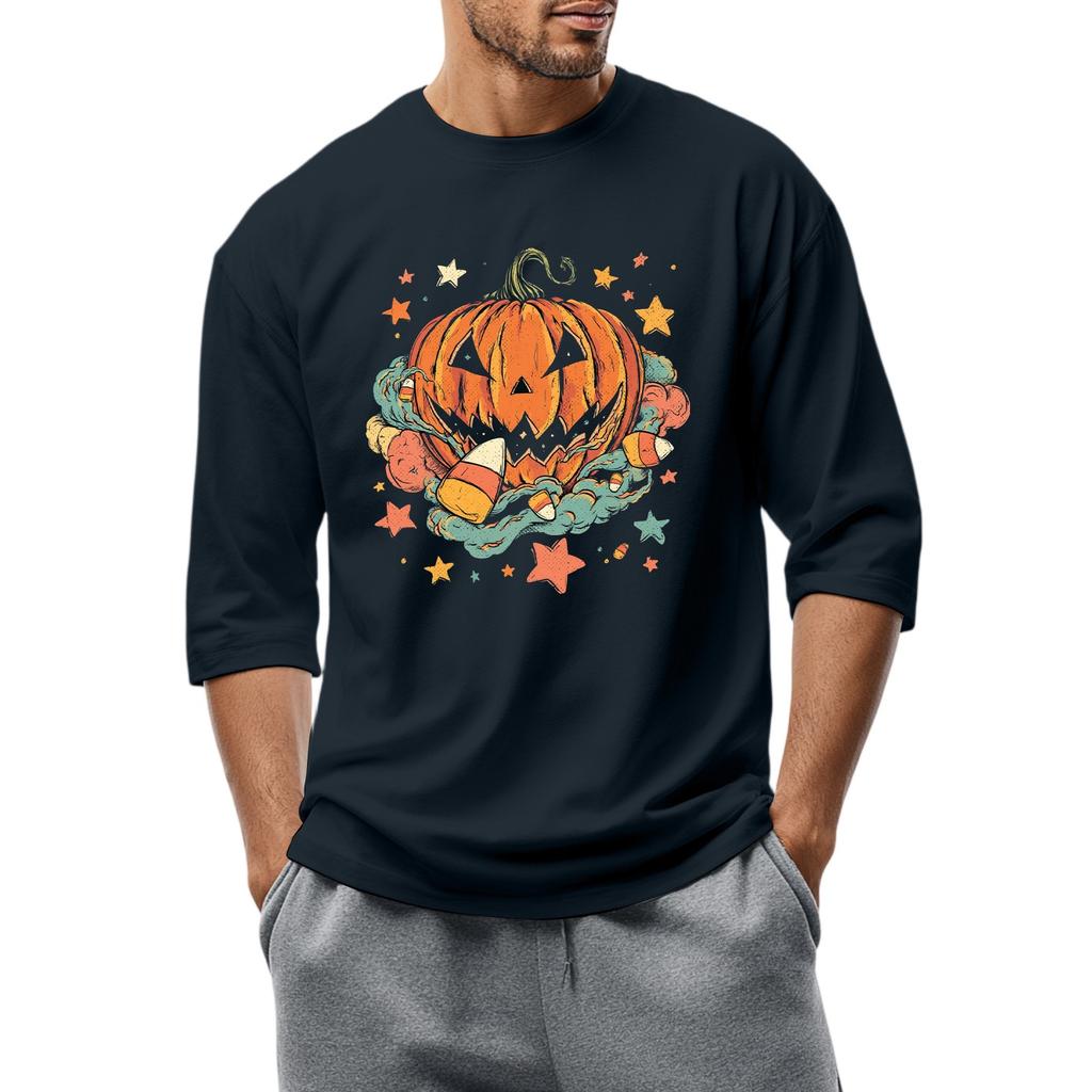 Men'S Round Neck Three-Quarters Sleeve Top Casual Fashion T-Shirt