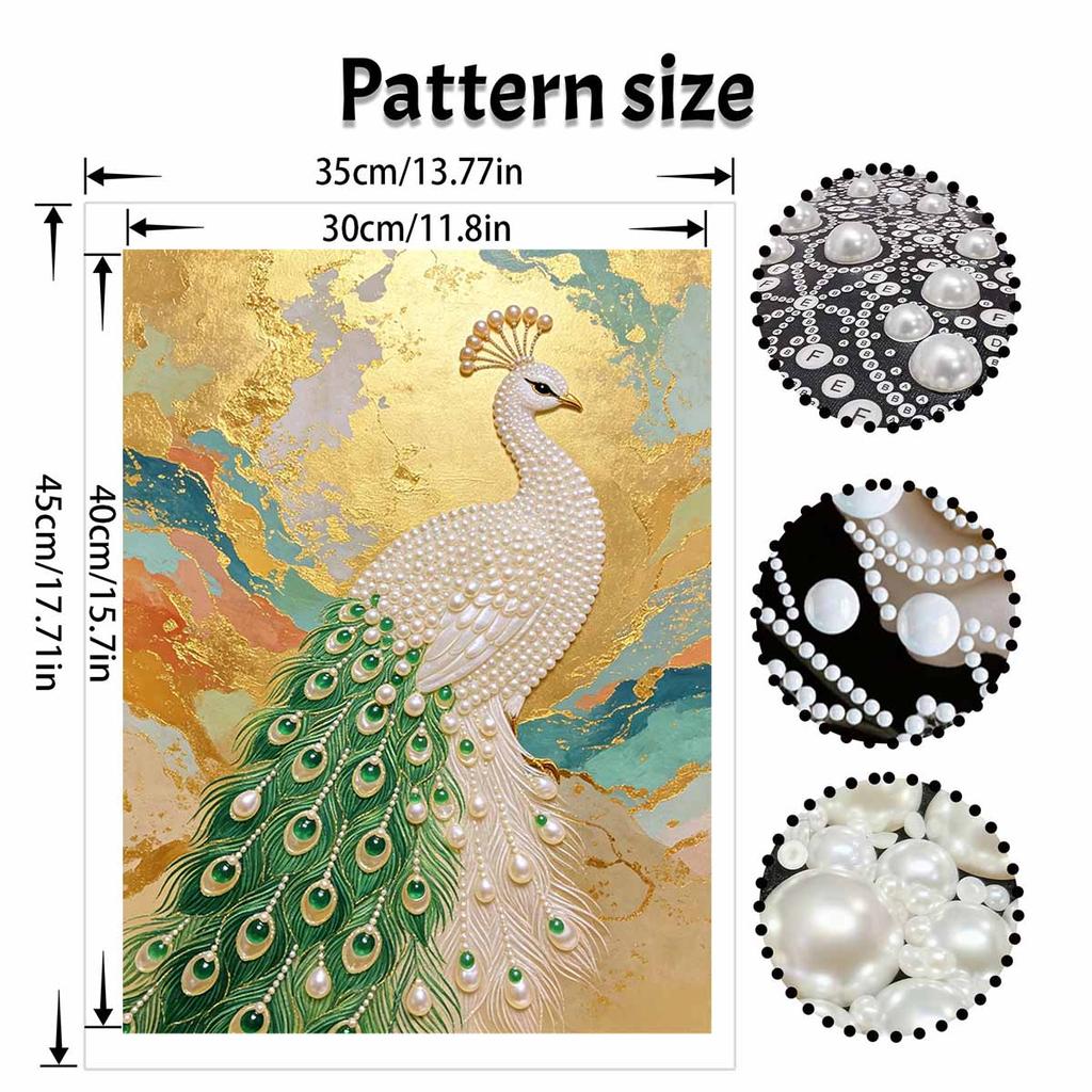 5D Round Pearl Painting Kit Majestic Peacock Pattern DIY Handmade Rhinestone Art Home Interior Decor Gift