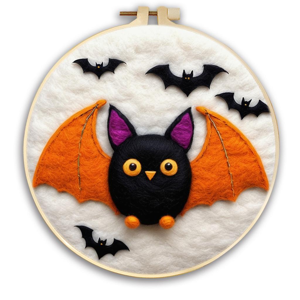 CHENISTORY Painting DIY Wool Embroidery Kit Creative Halloween DIY Wool Needle Felt Picture Craft Painting Gift Felt Needlework