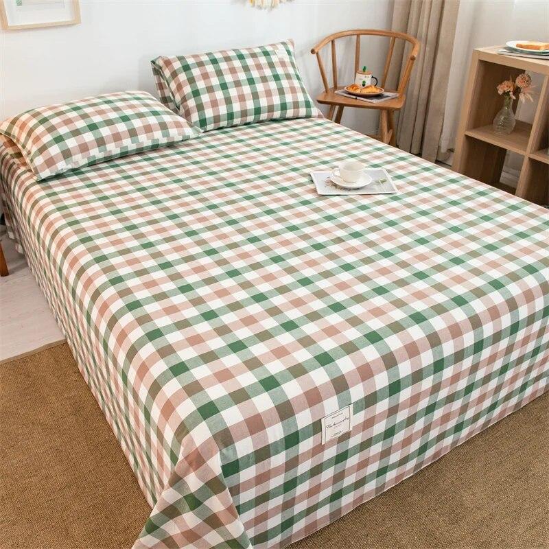 1PC 100% Yarn-dyed High-quality Cotton Washed-cotton Bedspread Set Checked Printed Bedspread Single Double Right Angle Bedspread