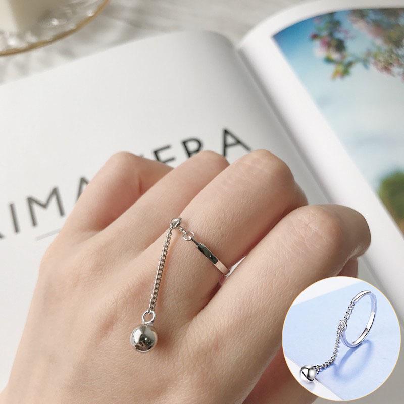 Korean Style S925 Silver-Plated Water Drop Crossover Open Ring – Women's Retro Fashion for Index Finger