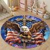 Contemporary Round Botanical Multicolor Accent Rug, Non-Slip Floor Mat for Kids Room