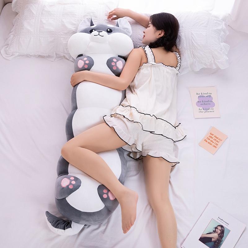 80-100cm Riesengröße Lieblicher Hund /Hase /Schwein Plüsch Stofftiere Cartoon Lang Weiches Raupenkissen Zum Umarmen Puppe Für Schlafzimmer