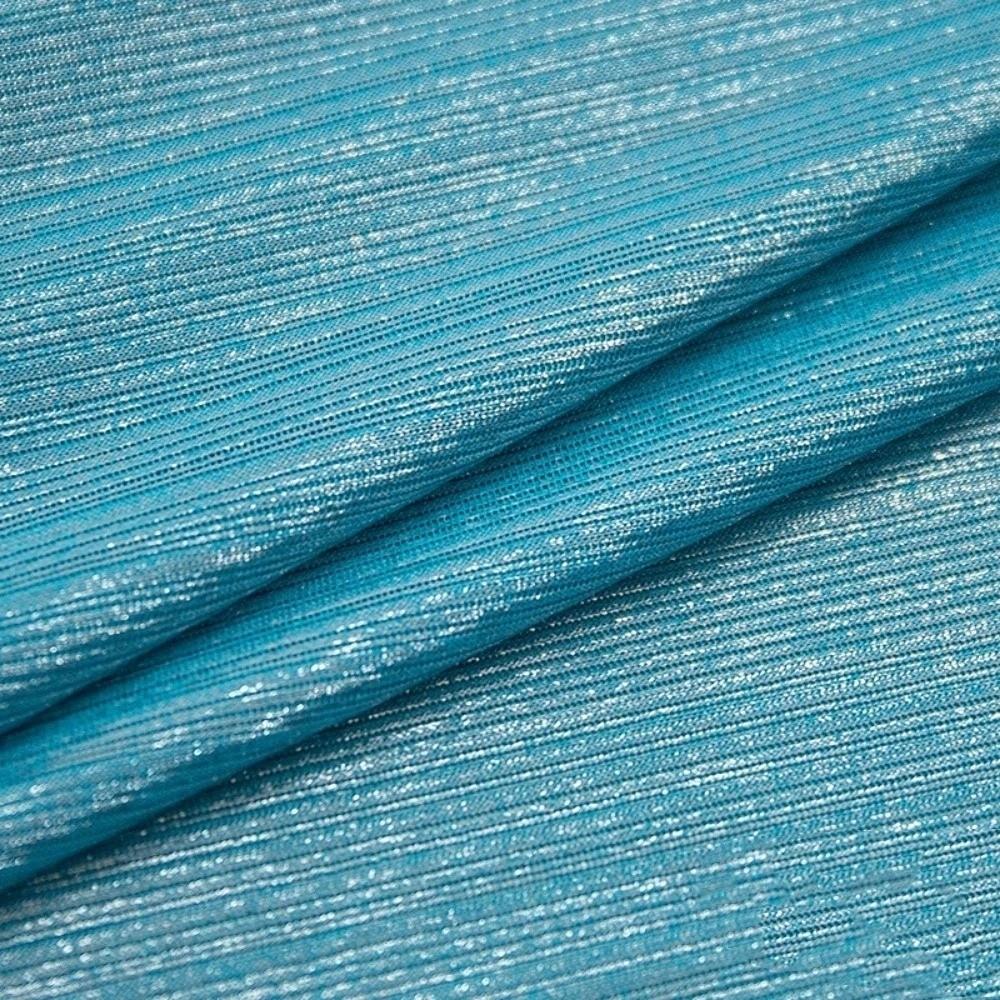 Shiny Satin Fabric Stripe Drawstring Silk Knit Hot Stamping Fabric Laser Bright Color Stretch Dance Skirt Clothing Fabrics